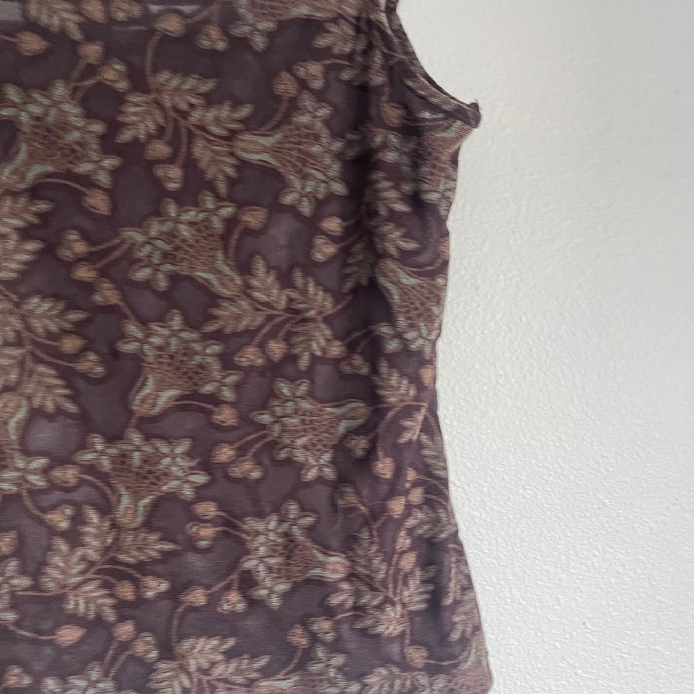 Vintage Abahouse Devinette Semi-Sheer‎ Brown Floral Camisole - Picture 8 of 12